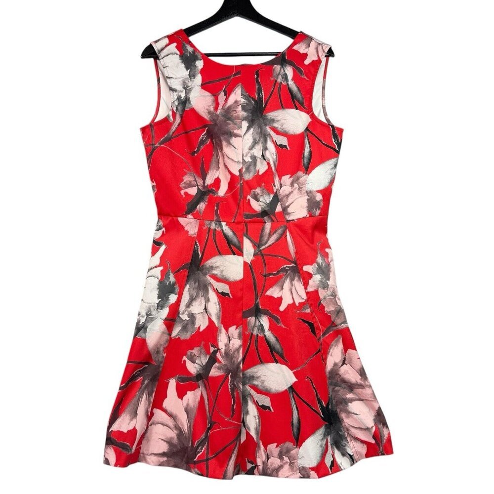 CLOSET LONDON Fit & Flare Sleeveless Dress Size US 12 Pockets Red Floral Party